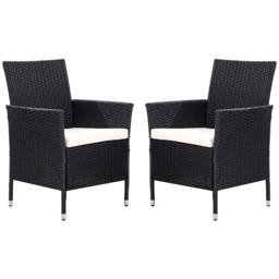 Living and Home Set of 2 Rattan Chair with Cushioned Seat - Size: 82.5 x 58 x 61cm - Black - Wilko - thumbnail 4