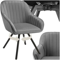 tectake Grey Velvet Swivel Armchair - Size: Single - Wilko - thumbnail 3
