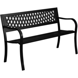 Garden Vida Lattice Style Steel Garden Bench - Size: 2 Seater - Black - Wilko - thumbnail 3