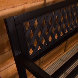 Garden Vida Lattice Style Steel Garden Bench - Size: 2 Seater - Black - Wilko - thumbnail 6