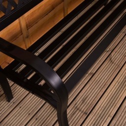 Garden Vida Lattice Style Steel Garden Bench - Size: 2 Seater - Black - Wilko - thumbnail 5