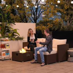 Outsunny 4 Seater Brown and Cream Rattan Sofa Set with Footstool - Wilko - thumbnail 4