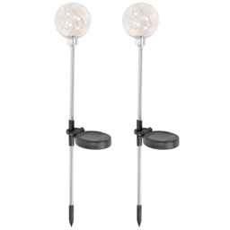 ValueLights Fairy Globe Solar Powered Outdoor Spike Lights 2 Pack - Size: 14.5 x 8 x 54.5cm - Clear - Wilko
