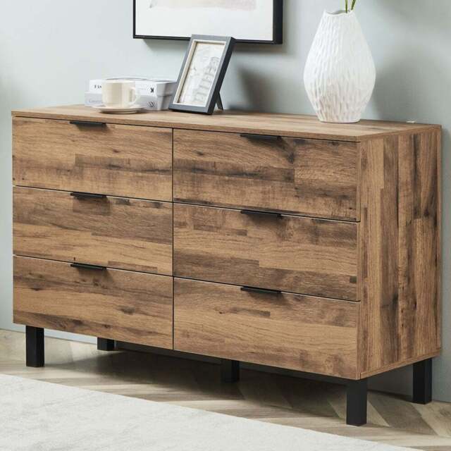 Hampshire 6 Drawer Oak Chest of Drawers - Brown - Wilko - image 1