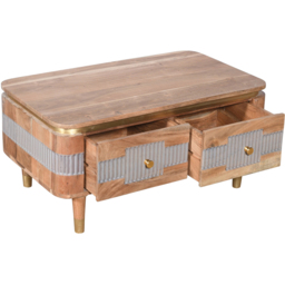 Brooklyn Wilton 2 Drawer Acacia Wood Coffee Table - Brown - Wilko - thumbnail 5