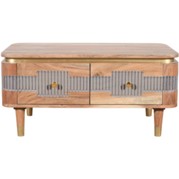 Brooklyn Wilton 2 Drawer Acacia Wood Coffee Table - Brown - Wilko - thumbnail 4
