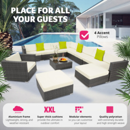 tectake Las Vegas 10 Seater Grey Garden Furniture Set - Wilko - thumbnail 5