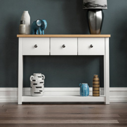 Vida Designs Arlington 3 Drawer White and Oak Console Table - Size: 30 x 100 x 74cm - Wilko - thumbnail 7