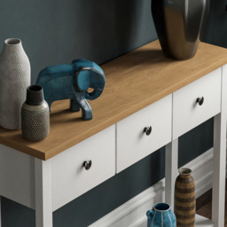 Vida Designs Arlington 3 Drawer White and Oak Console Table - Size: 30 x 100 x 74cm - Wilko - thumbnail 4