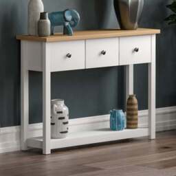 VIDA DESIGNS Arlington 3 Drawer White and Oak Console Table - Size: 30 x 100 x 74cm - Wilko