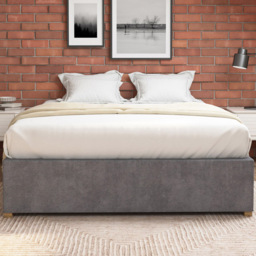 Aspire Furniture Small Double Steel Plush Platform Ottoman Bed - Silver - Aspire Beds - Wilko - thumbnail 4