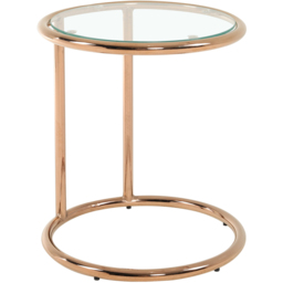 Living and Home Clear Tempered Glass Round Side Table with Metal Base - Size: 49 x 45 x 45cm - Gold - Wilko - thumbnail 3