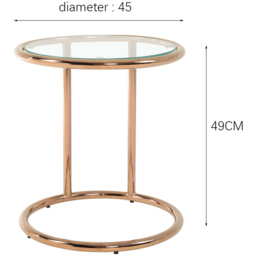 Living and Home Clear Tempered Glass Round Side Table with Metal Base - Size: 49 x 45 x 45cm - Gold - Wilko - thumbnail 5