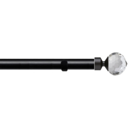 New Edge Blinds 250cm Fixed Length Black Eyelet Metal Curtain Pole Set with Bella Finial - Wilko - thumbnail 1