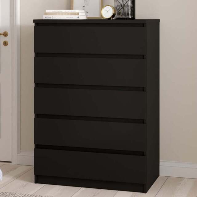 Florence 5 Drawer Matt Black Chest of Drawers - Furniture to Go - Wilko - image 1