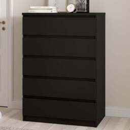 Florence 5 Drawer Matt Black Chest of Drawers - Furniture to Go - Wilko - thumbnail 1