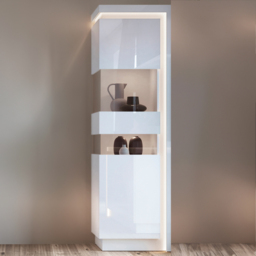 Furniture To Go Lyon White Left Hand Tall Narrow Display Cabinet - Size: 42 x 59.8 x 198.1cm - Multi - Wilko - thumbnail 1