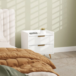 Portland 2 Drawer White and Gold Bedside Table - Wilko - thumbnail 5