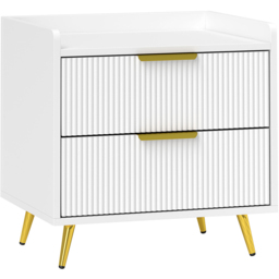 Portland 2 Drawer White and Gold Bedside Table - Wilko - thumbnail 3