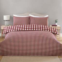 Catriona Gingham Duvet Set Burgundy Superking - Wilko - thumbnail 7