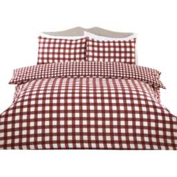 Catriona Gingham Duvet Set Burgundy Superking - Wilko - thumbnail 3