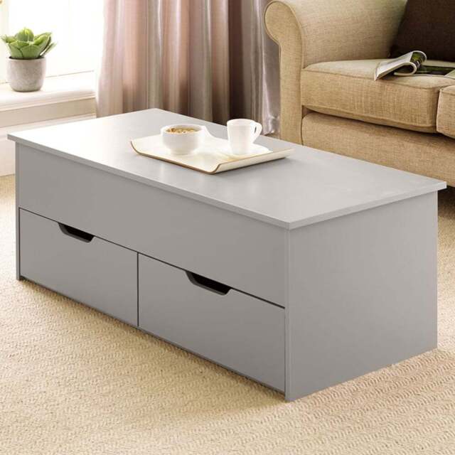 Home Source Bruges 2 Drawer Single Shelf Grey Lift Up Coffee Table - Size: 40 x 105 x 45cm - Wilko - image 1