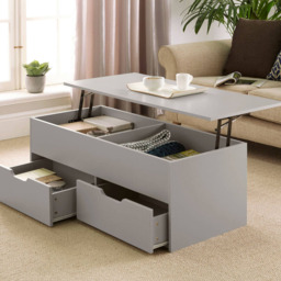 Home Source Bruges 2 Drawer Single Shelf Grey Lift Up Coffee Table - Size: 40 x 105 x 45cm - Wilko - thumbnail 7