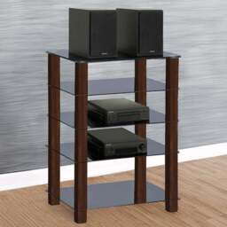 Centurion Supports Trinity Gloss Black and Walnut 5 Shelf TV Unit - Size: 82 x 60 x 45cm - Multi - Wilko