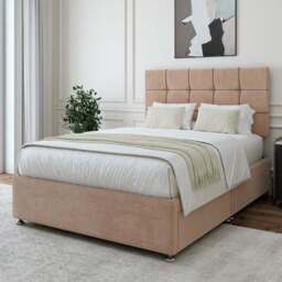 Bedmaster Single Mink Naples Velvet 2 Drawer Divan Base with Pearl Headboard - Brown - Wilko