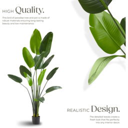 tectake Artificial Bird of Paradise Tree in Pot 180cm - Size: 180 x 25 x 25cm - Green - Wilko - thumbnail 4