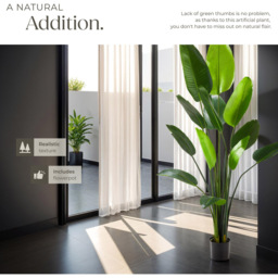 tectake Artificial Bird of Paradise Tree in Pot 180cm - Size: 180 x 25 x 25cm - Green - Wilko - thumbnail 6