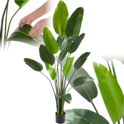 tectake Artificial Bird of Paradise Tree in Pot 180cm - Size: 180 x 25 x 25cm - Green - Wilko - thumbnail 3