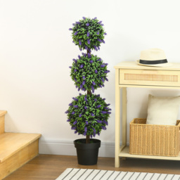 HOMCOM Lavender Flowers Ball Trees Artificial Plants 110cm 2 Pack - Size: 28 x 28 x 110cm - Green - Wilko - thumbnail 4