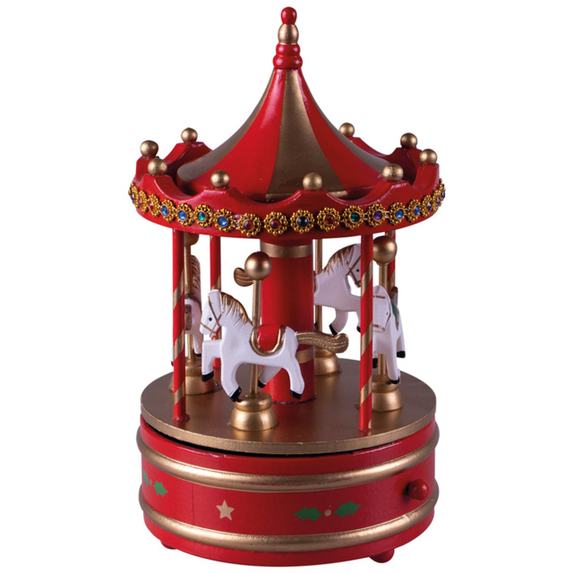 St Helens Multicolour Wooden Carousel Music Box - Size: 14 x 14 x 23cm - Wilko - image 1