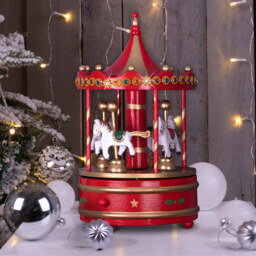 St Helens Multicolour Wooden Carousel Music Box - Size: 14 x 14 x 23cm - Wilko - thumbnail 3