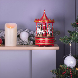 St Helens Multicolour Wooden Carousel Music Box - Size: 14 x 14 x 23cm - Wilko - thumbnail 4