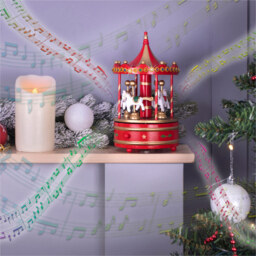 St Helens Multicolour Wooden Carousel Music Box - Size: 14 x 14 x 23cm - Wilko - thumbnail 5