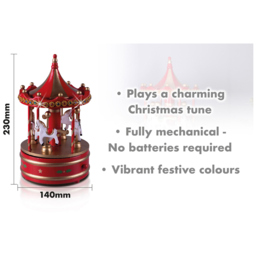 St Helens Multicolour Wooden Carousel Music Box - Size: 14 x 14 x 23cm - Wilko - thumbnail 6