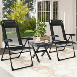 Costway Set of 2 Black Patio Folding Chair - Size: 93 x 62 x 22cm - Wilko - thumbnail 1