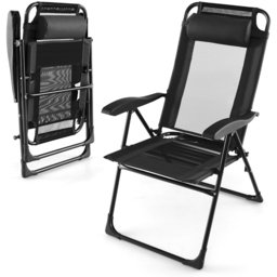 Costway Set of 2 Black Patio Folding Chair - Size: 93 x 62 x 22cm - Wilko - thumbnail 4
