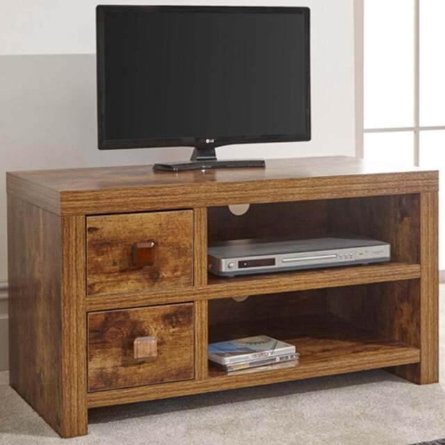 GFW Jakarta 2 Drawer 2 Shelf Mango Yellow TV Unit - Size: 45 x 90 x 50cm - Brown - Wilko - image 1