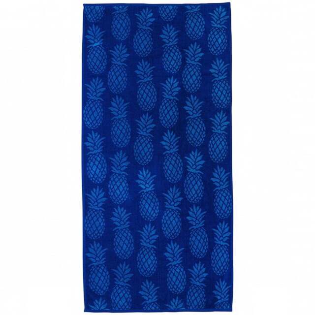 Eco Tex Recycled Cotton Blue Pineapple Beach Towel - Size: 150 x 70cm - Wilko - image 1