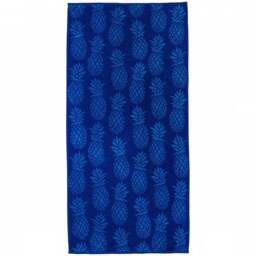 Eco Tex Recycled Cotton Blue Pineapple Beach Towel - Size: 150 x 70cm - Wilko - thumbnail 1