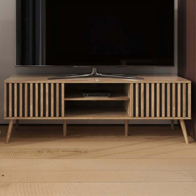GFW Rowan Oak Louvered TV Unit - Size: 51.5 x 150 x 39cm - Brown - Wilko - image 1