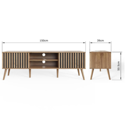GFW Rowan Oak Louvered TV Unit - Size: 51.5 x 150 x 39cm - Brown - Wilko - thumbnail 7