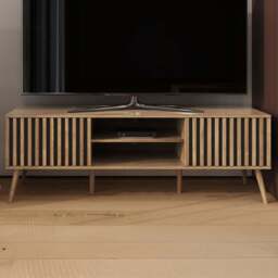GFW Rowan Oak Louvered TV Unit - Size: 51.5 x 150 x 39cm - Brown - Wilko