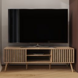 GFW Rowan Oak Louvered TV Unit - Size: 51.5 x 150 x 39cm - Brown - Wilko - thumbnail 6