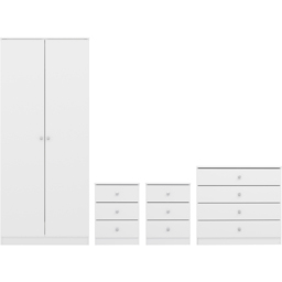 Seconique Denver 2 Door Wardrobe White Gloss Bedroom Furniture Set - Size: 175 x 75 x 48cm - Wilko - thumbnail 3