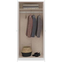 Seconique Denver 2 Door Wardrobe White Gloss Bedroom Furniture Set - Size: 175 x 75 x 48cm - Wilko - thumbnail 7