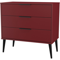 Crowndale Hong Kong 3 Drawer Red Matt Chest of Drawers Ready Assembled - Wilko - thumbnail 5